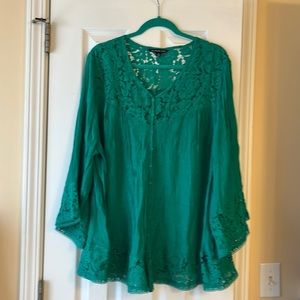 Green lace blouse